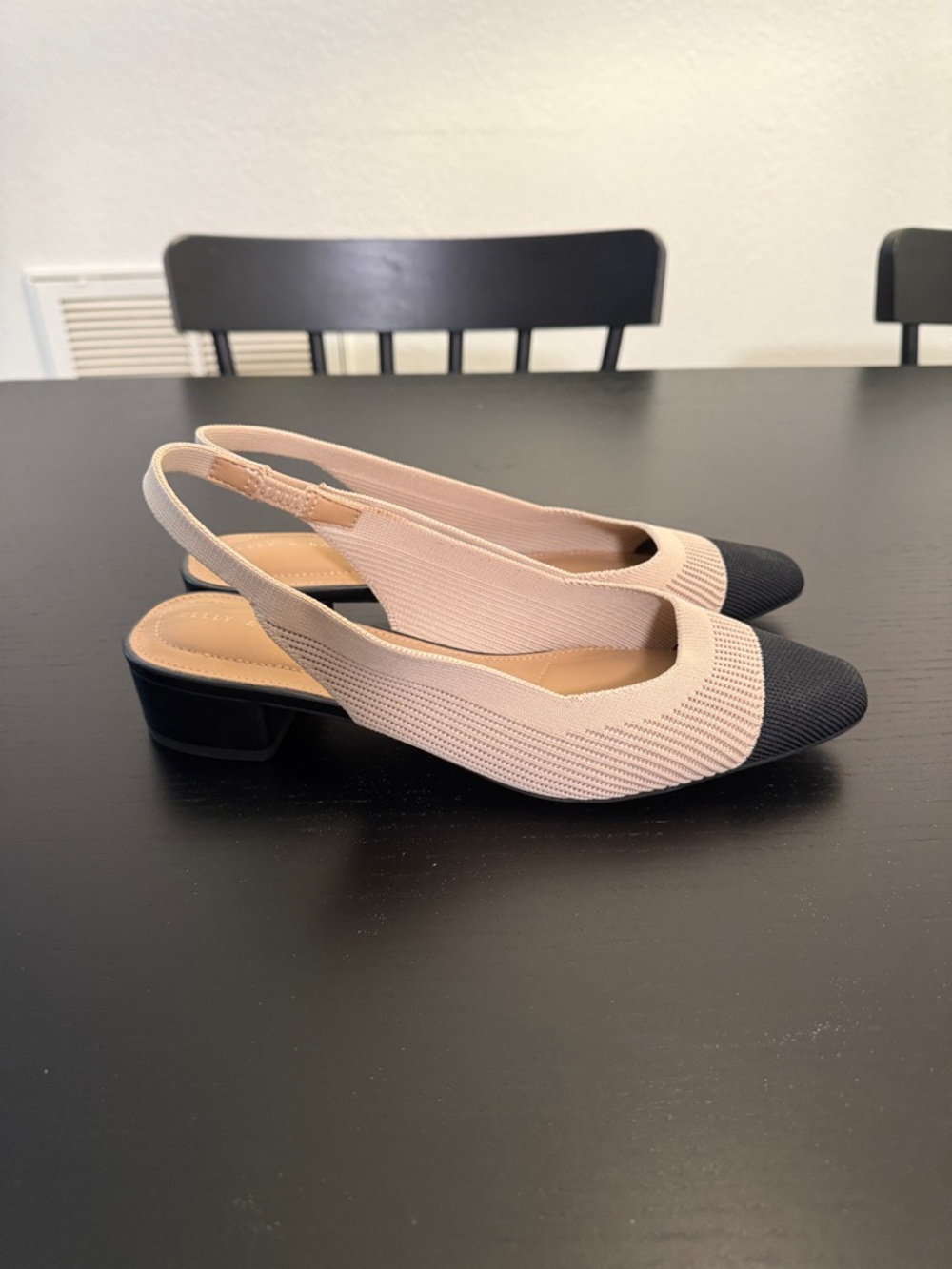 NWOB Kelly & Katie Two-Tone Slingback Mules - Beige & Black